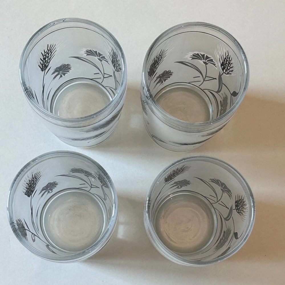 VT Libby 4 frosted silver wheat 4oz juice glasses - Picture 5 of 9